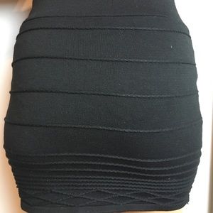 Black Mini Skirt with Raised Pattern